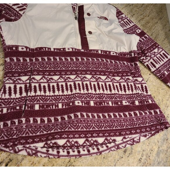 The North Face Aztec Fleece Half Zip Sz Large Womens L Maroon/Purple Cream - Picture 5 of 16